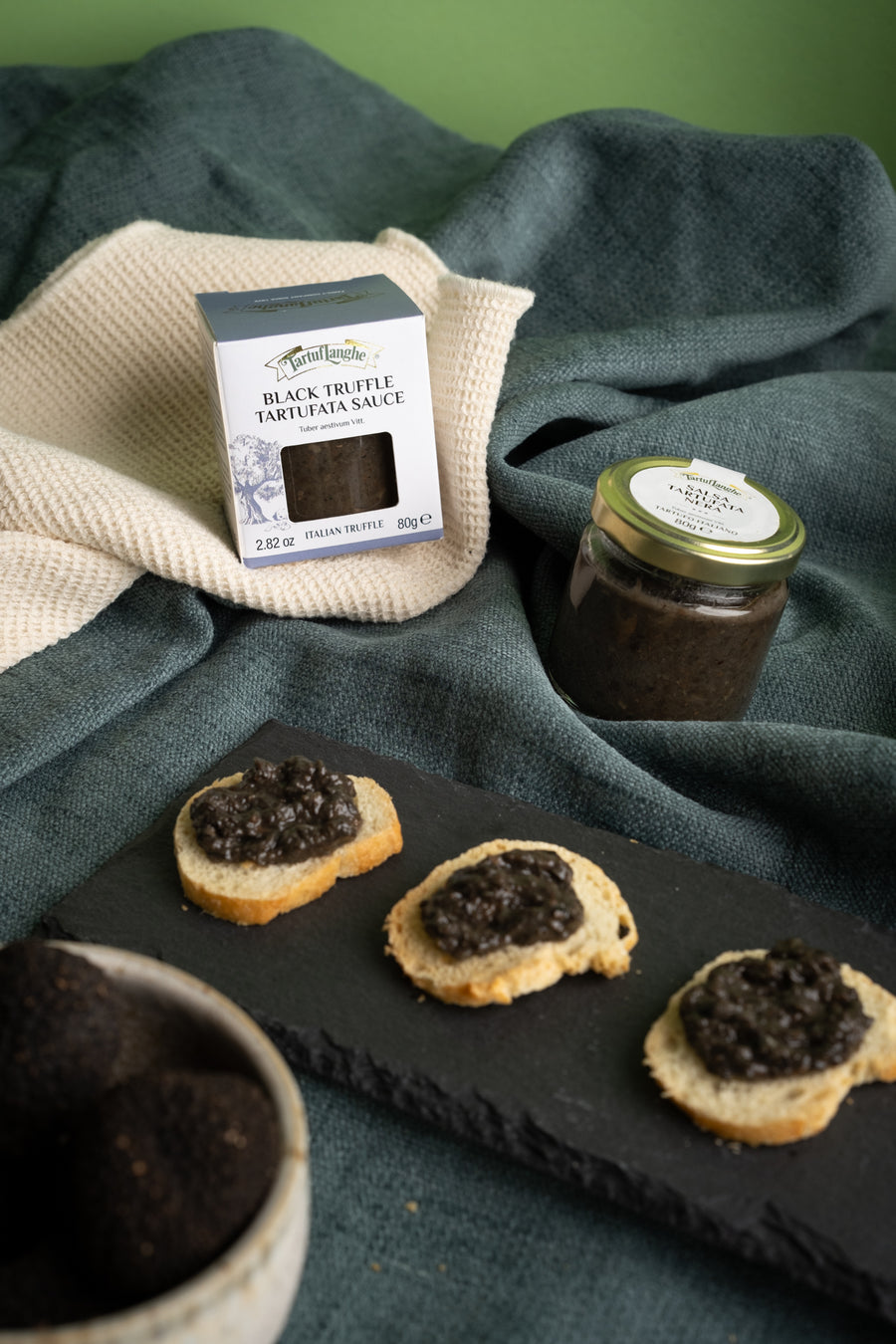 Authentic Italian Black Truffle Tartufata sauce, perfect for pasta, meats, and more