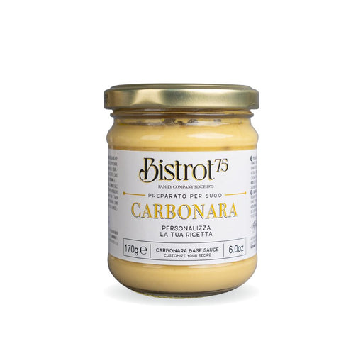 Rich and creamy Carbonara sauce in a jar, bringing authentic Italian taste to your pasta.